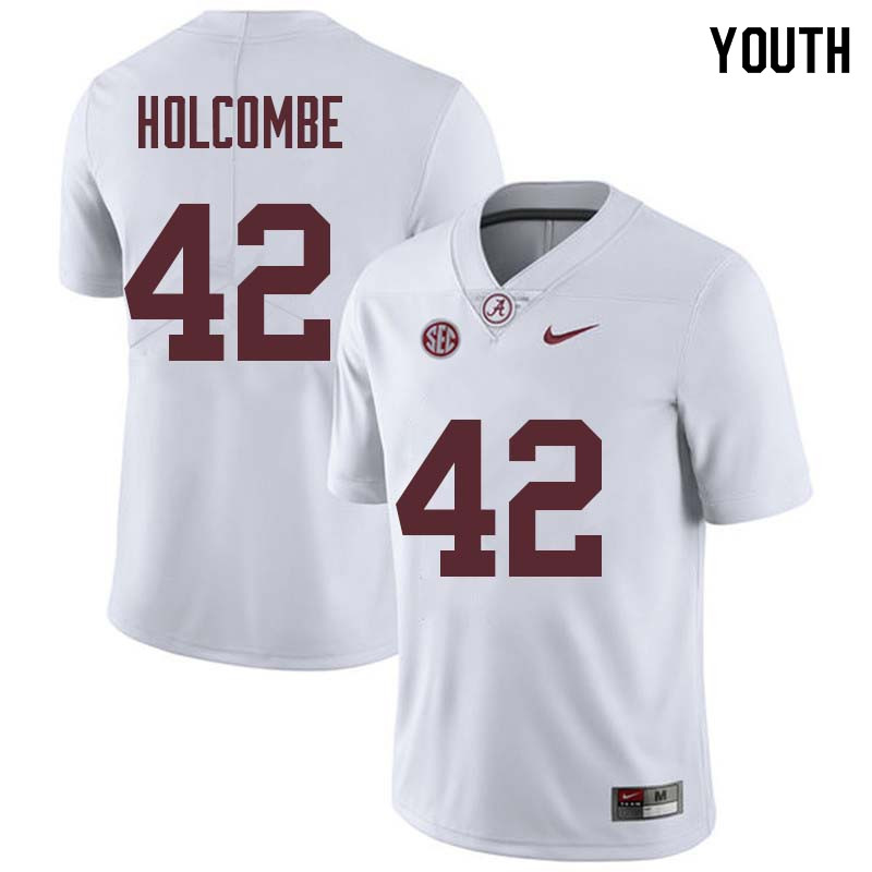 Youth #42 Keith Holcombe Alabama Crimson Tide College Football Jerseys Sale-White